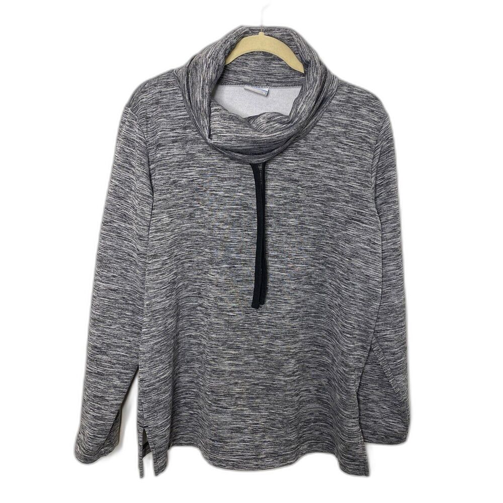 Columbia Womens Heather Gray Cowl Neck Pullover Sweatshirt Drawstring Cozy Sz M